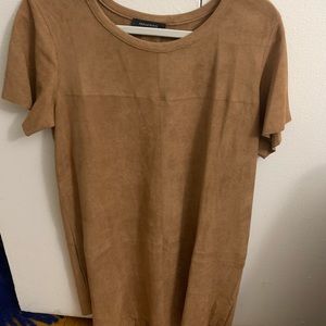 Suede camel shift dress